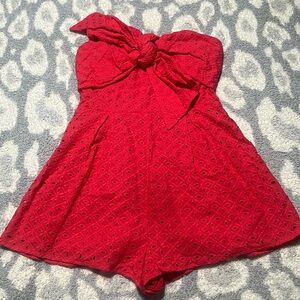 Red/pink strapless romper